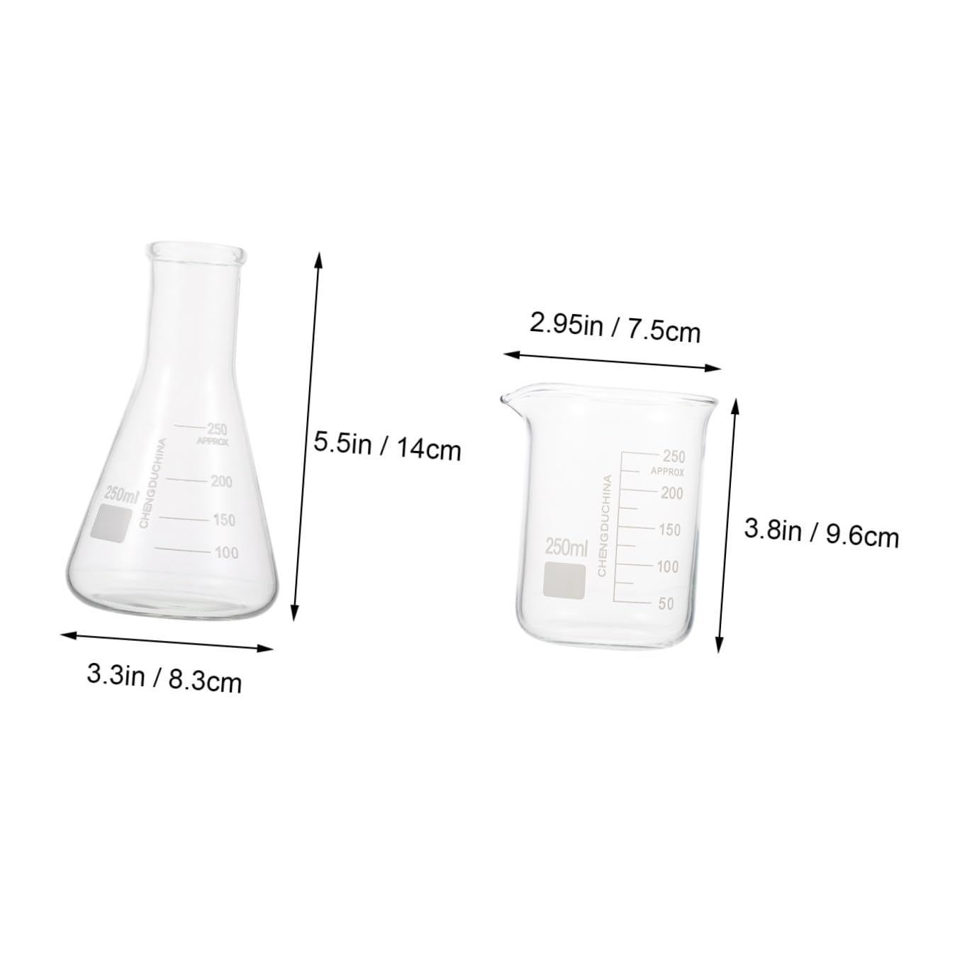 Lab Glassware Scientific Experiment Kit Graduated Cylinders Beakers Conical Flask