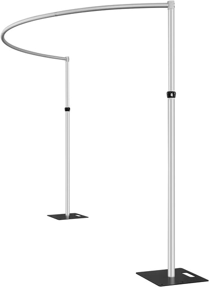 Pipe and Drape Curved Backdrop Stand, 6-10' Tall x 10' Wide Adjustable Curved Backdrop Kit for Event， Party, Trade