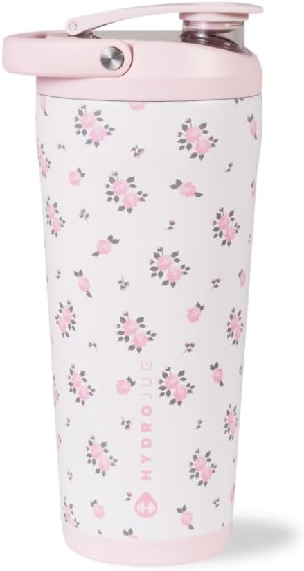 Insulated Protein Shaker Bottle 24 oz, Silent Mixing, Wildrose
