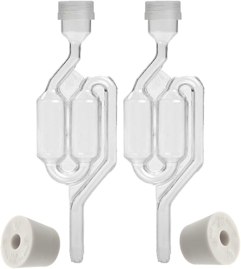 Twin Bubble Airlock with 6.5 Rubber Stopper (Set of 2)