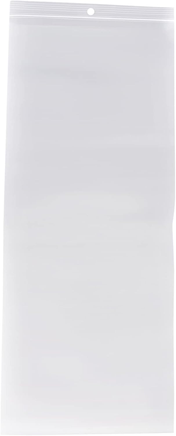 Resealable Poly Bags for Storage with Hang Hole - 5 x 12 Inch, 1000 Pack, 4 Mil, Clear, Zipper Lock Seal, Reclosable