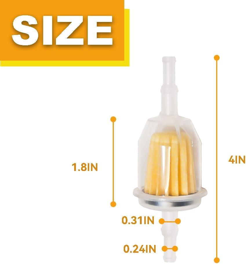 AM116304 25 050 22-S Gas Inline Fuel Filter Fit for John Deere Kohler 120-436 71-5960 120-436 GY20709 For 38666 149-2206-01 21541500 98021 1/4 Inch x 5/16 Inch Fuel Line (2 pcs)