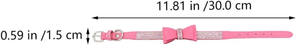 Pink Rhinestone Bowknot PET Collar, Adjustable Microfiber Dog