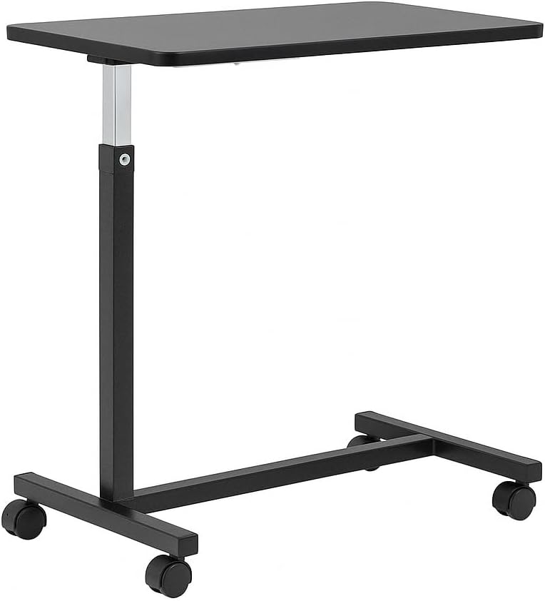 Adjustable Overbed Table on Wheels – Height Adjustable from 30” to 42” – H-Base Rolling Bedside Table for Home