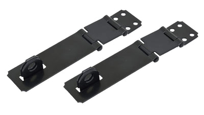Double Hinge HASP and Fixed Staple, 4-1/2", Steel, Black, 2 Pack, Made in Taiwan