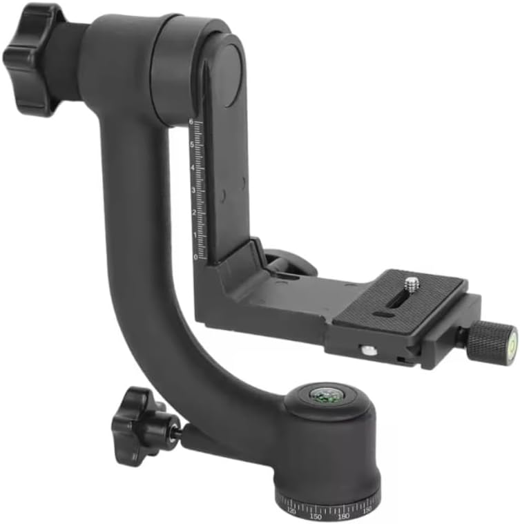 Aluminum Alloy Gimbal Tripod Head with 1/4" Quick Release Plate - 360° Rotating Ball Head, Smooth Pan & Tilt for
