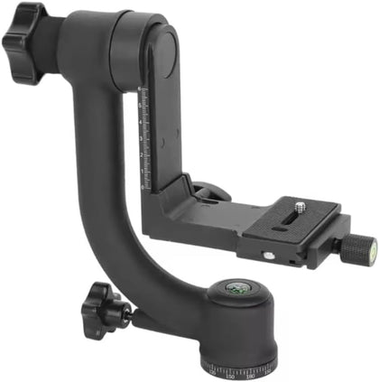 Aluminum Alloy Gimbal Tripod Head with 1/4" Quick Release Plate - 360° Rotating Ball Head, Smooth Pan & Tilt for