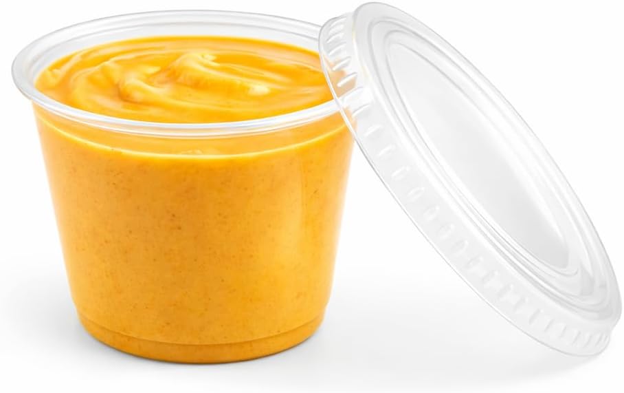 5.5 oz Clear Plastic Souffle Cups, BPA Free Portion Cups with Lids, 50 Sets
