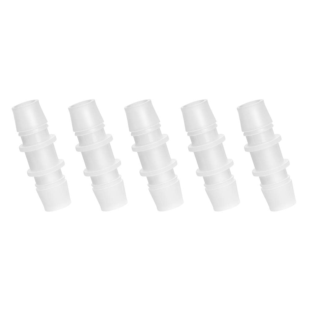 Quickun Plastic Hose Barb Fitting, 1/2" x 1/2" Barbed Splicer Mender Joint Adapter Union Fitting (Pack of 5)
