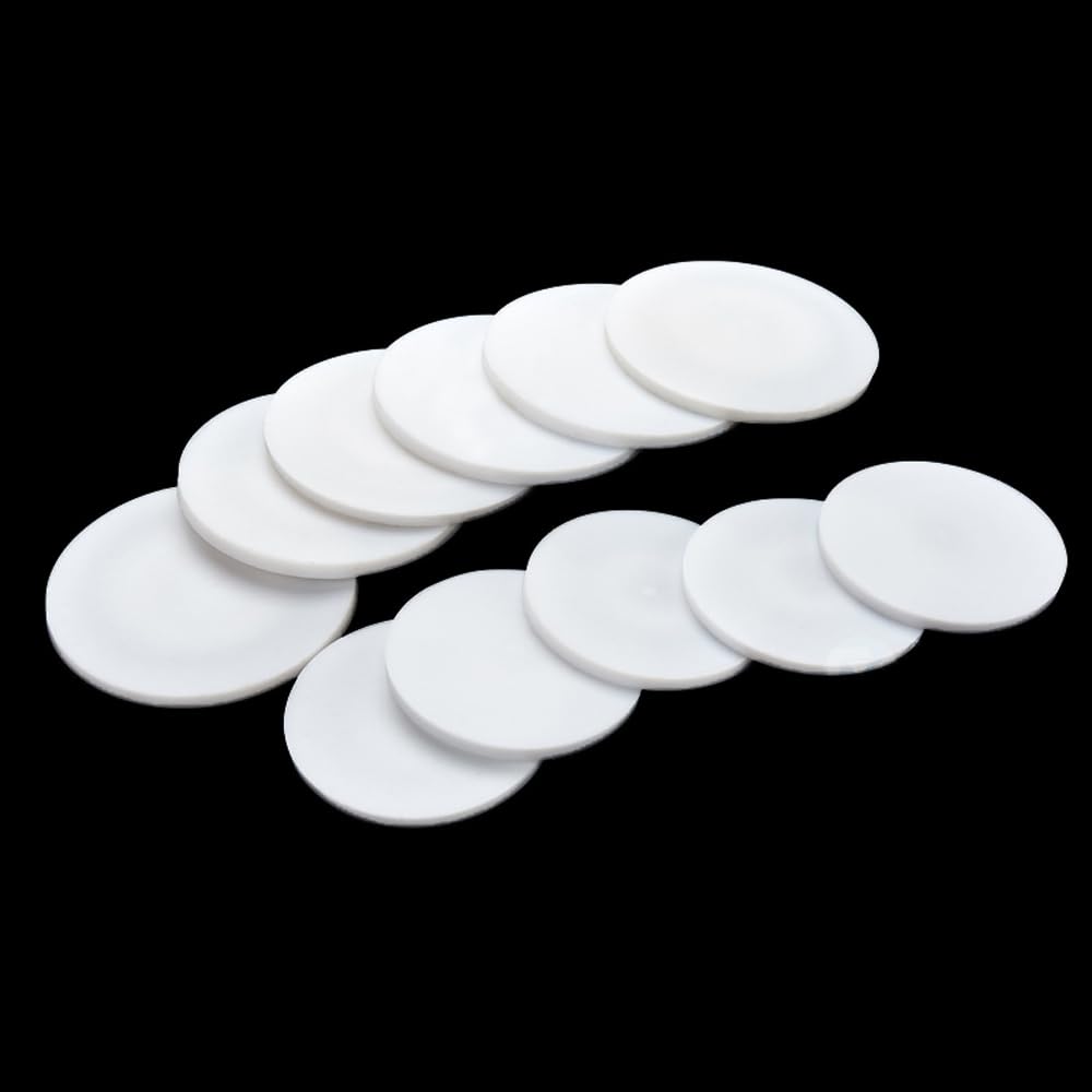 10pcs Solid PTFE Sheets - High Temperature Gasket Pads, Round PTFE Discs, 10-100mm Diameter,(10mmx1.5mm)
