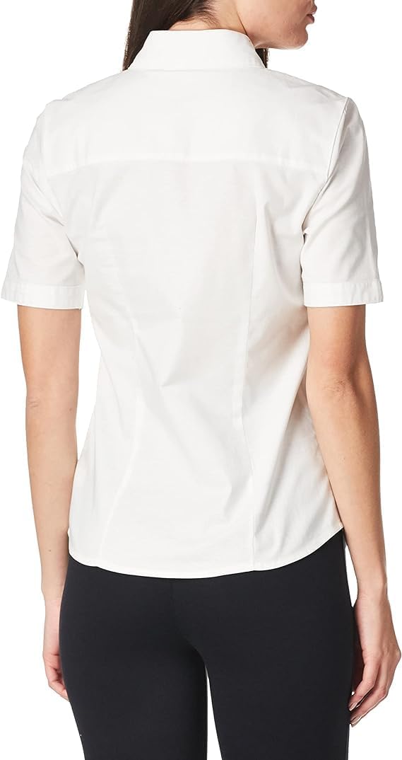 Junior's' Short-Sleeve Stretch Oxford Blouse