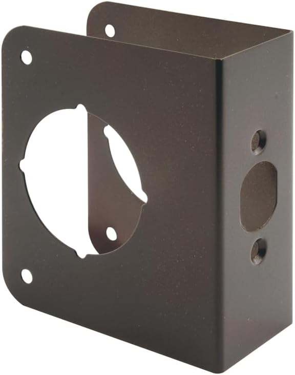 U 10745 Brass Lock and Door Reinforcement Plate for 1-3/4 In. Thick Doors, Bronze Finish (Single Pack) | For 1-3/4