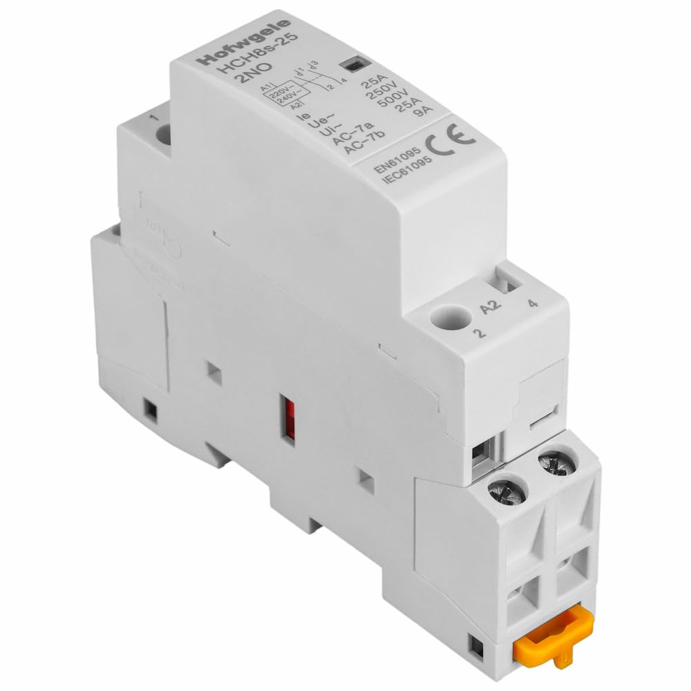 HCH8s-25 AC Contactor 25A 2 Pole 110V/120V Coil 2NO Modular Electromagnetic Relay for Universal Circuit Control, DIN Rail Mount