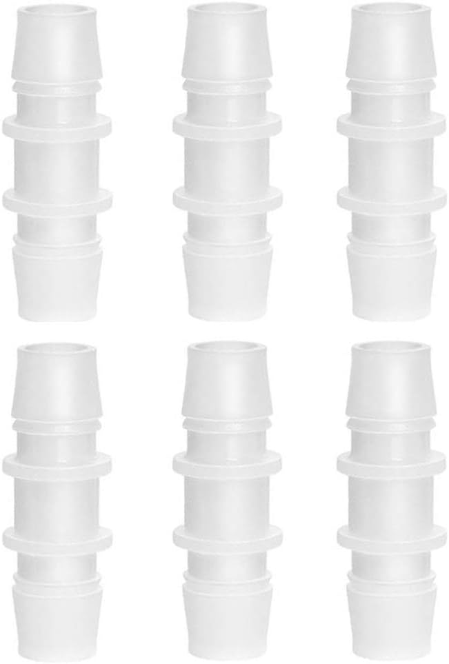 Plastic 5/8" Hose Barb Splicer Mender Euqal Barbed Coupler Round Union Adapter (Pack of 6)