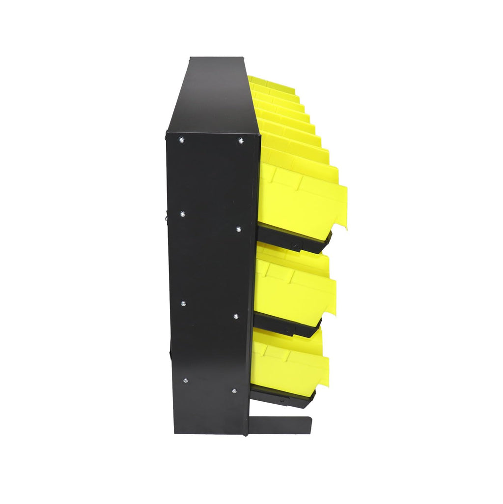 3-Tier 24 Bin Benchtop Steel Parts Storage Rack Single Sided