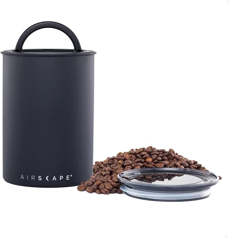 AirScape by Planetary Design | Airless Coffee Storage | 500g | Matte Black | Container | US Patented Inner Plunger