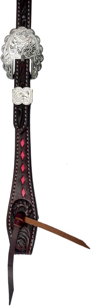 Floral Tooled American Leather With Buckstitch Design Breastcollar, Headstall, Spur Straps