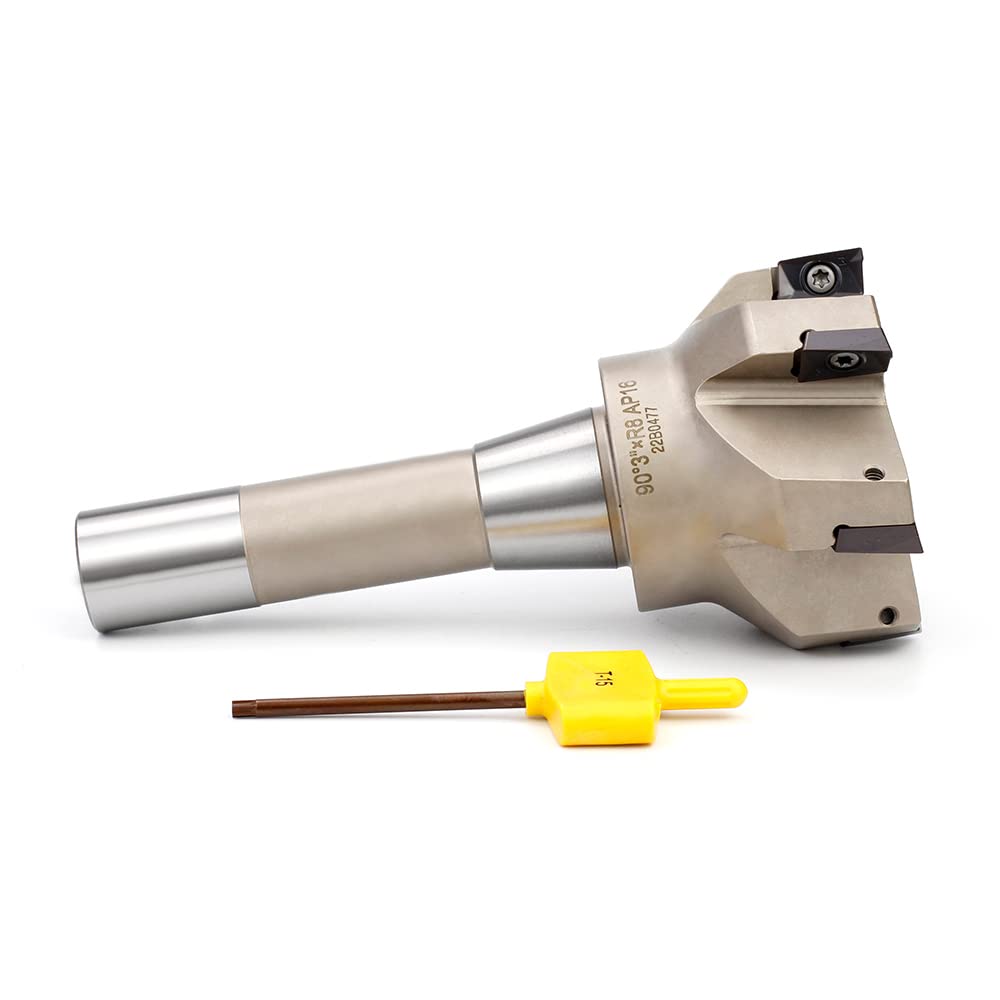 OSCARBIDE Indexable End Mill, R8 Shank, 3" Cutting Diameter, 6 Flutes