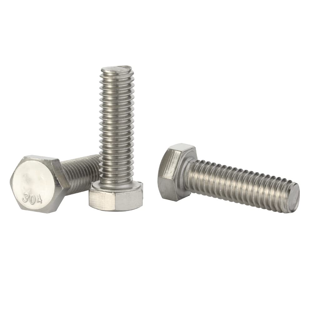 1/4-20 x 2 Hex Head Cap Screws Hexagon Bolts, External Hex Drive, Stainless Steel 304, UNC Coarse Thread Fully Threaded, Quantity 25