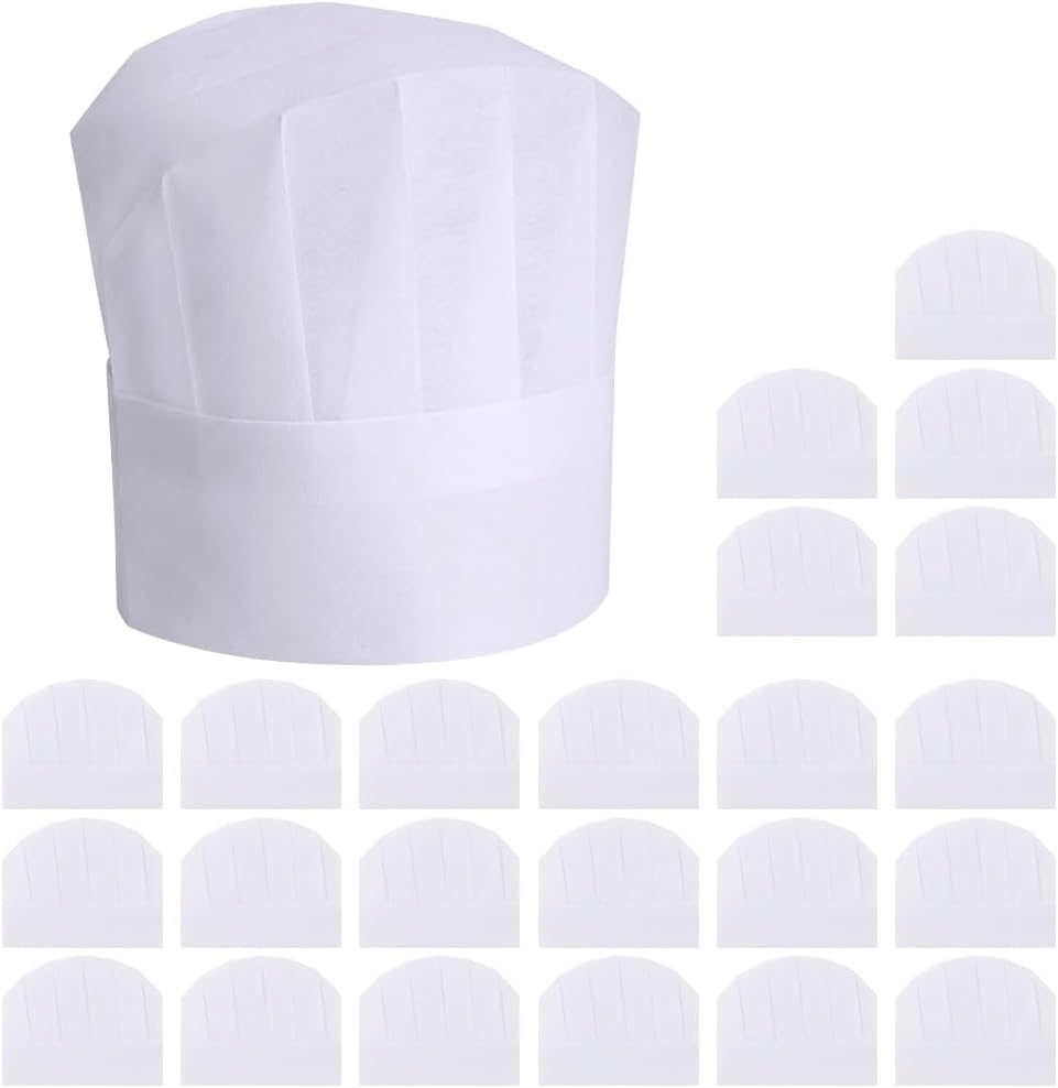 24 Pack Chef Hat for Kids Disposable Adjustable for Chefs Pizza Party