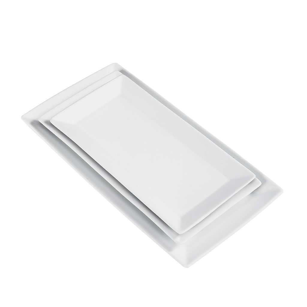 3-Piece Porcelain Serving Platters, Oven Safe, for Entertaining, Appetizer, Dinner, Dessert, 12.75 inch, 11 inch, 10