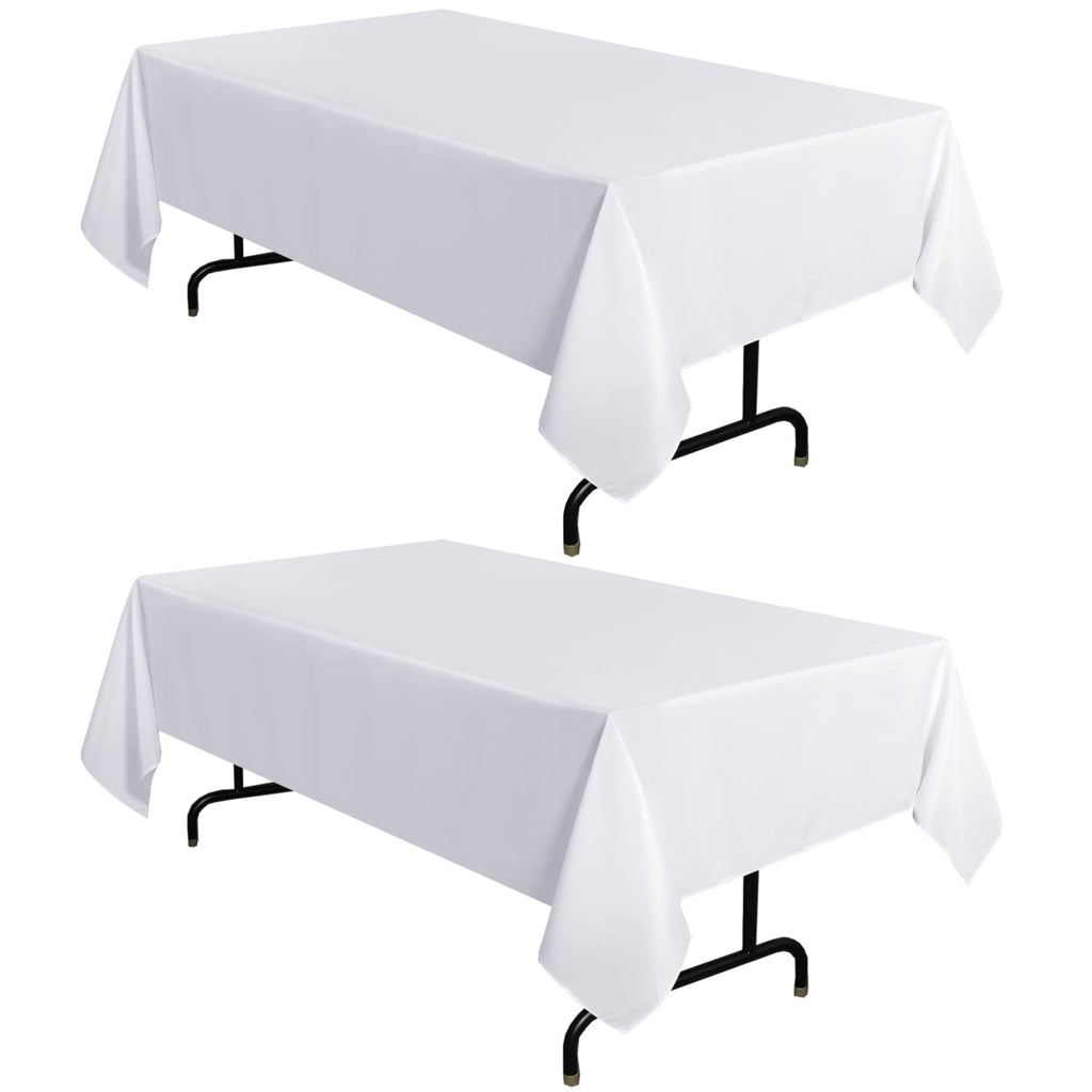 2 Pack White Table Cloth 60x102 Inch for 6 Feet Rectangle Tables