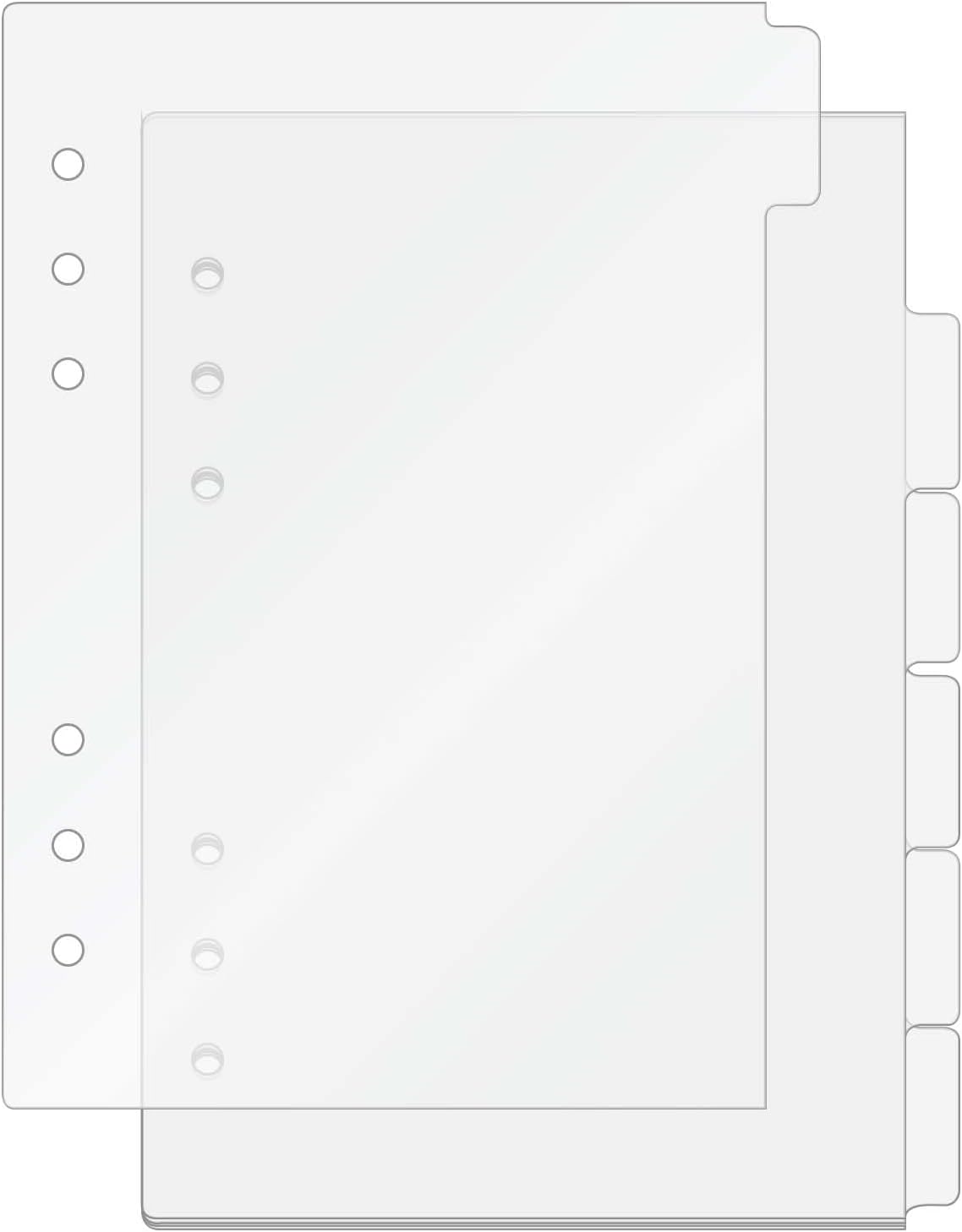 A5 Binder Dividers Planner Inserts 6 Tabs Clear 1mm Thick Acrylic Index Divider 6 Sheets Refillable Page Protectors