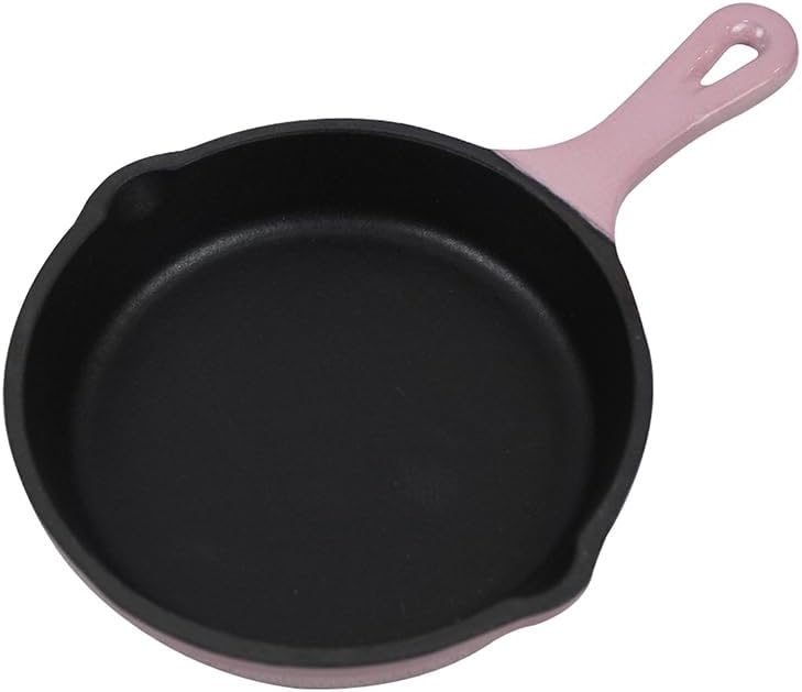 Commercial Grade, Cast Iron Enameled Cookware (Pink, Skillet 5“)