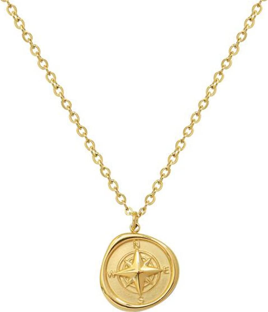 Jewelers Stainless Steel Compass Style Charm Wedding Promise Statement Collar Necklace