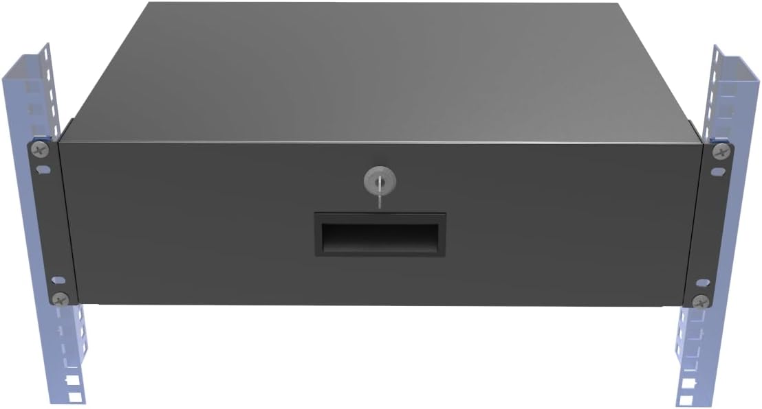 3U Server Cabinet Case 19" Rack Mount Lockable Drawer with Key