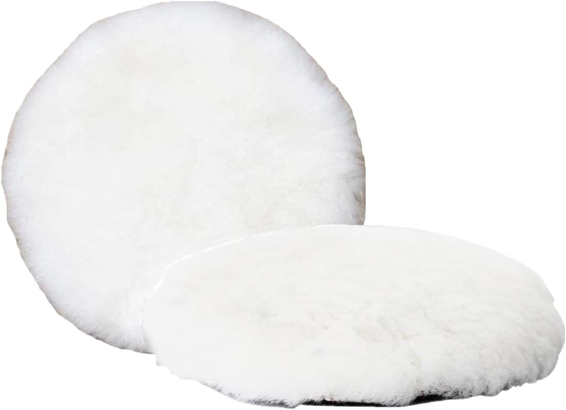 Wool Polishing Pad 5 Inches Soft Sheepskin Buffing Pads with Hook and Loop Back Wool Cutting Pad for Car, Furniture