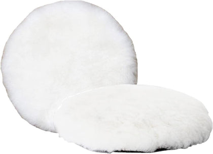 Wool Polishing Pad 5 Inches Soft Sheepskin Buffing Pads with Hook and Loop Back Wool Cutting Pad for Car, Furniture