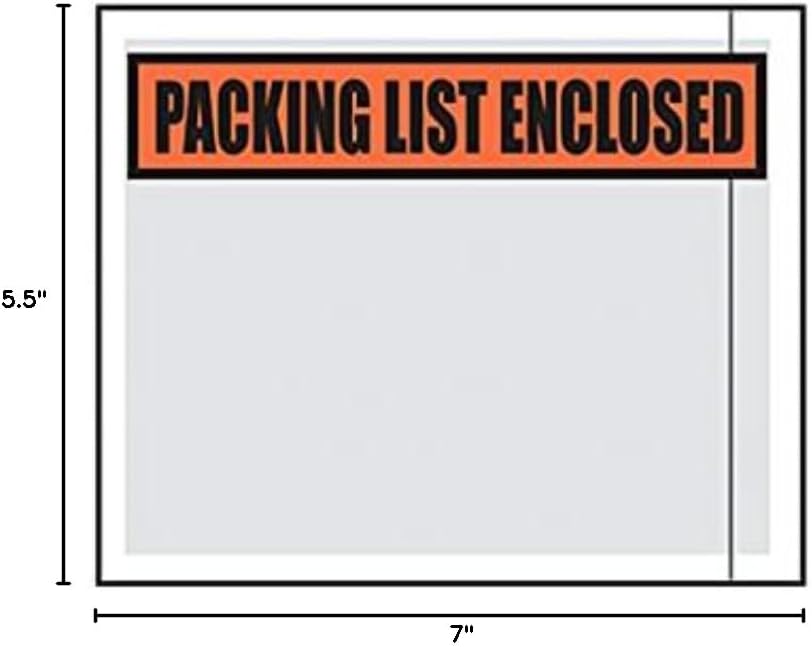 7 x 5.5" Packing List Enclosed (1,000 Envelopes) - Laddawn 3880
