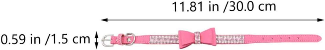 Pink Rhinestone Dog Collar with Bowknot, and Leash-Ready D-Ring