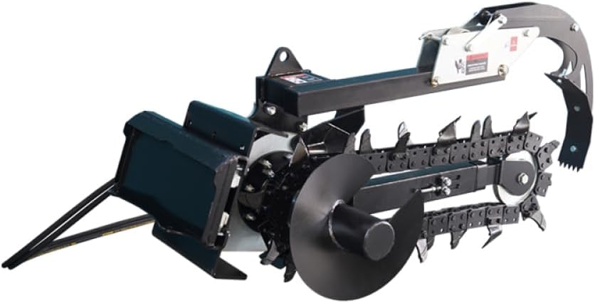Skid Steer Trenchers Attachment with Adjustable Depth Control Foot and Three Different Chain Options, Universal Mount