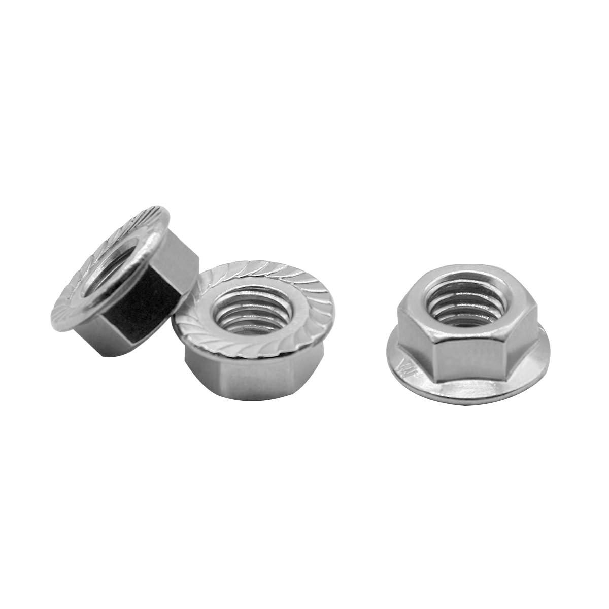 Beduan 30PCS M6*1.0 Serrated Flange Hex Lock Nuts Bright Finish