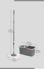 Spin Mop Bucket System with Wringer, Stainless Steel Telescopic Handle, Dual-Chamber Bucket, 2 Reusable Microfiber