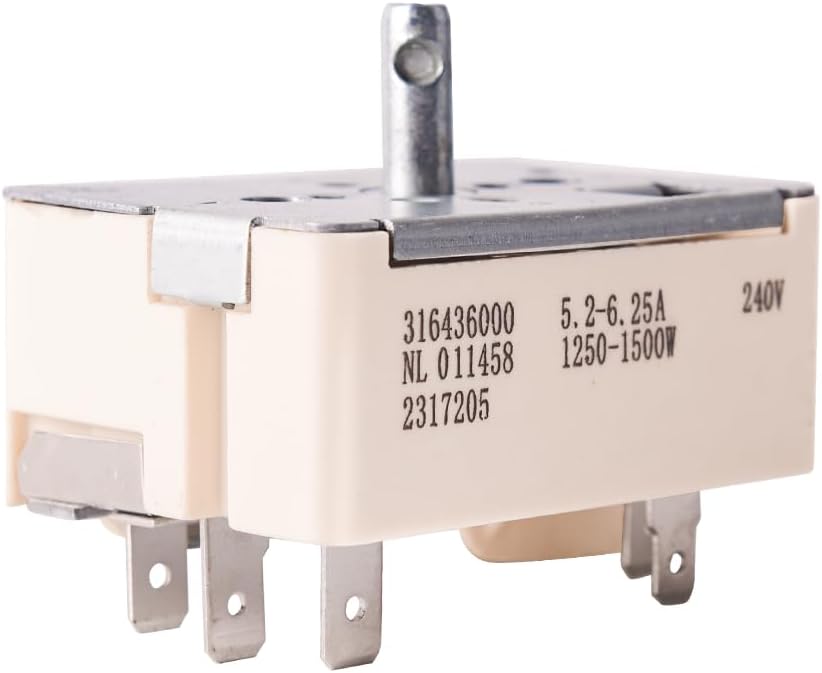 316436000 6" Burner Infinite Switch Replacement for Frigidaire Electrolux Range Compatible with 316021500 1155394 AP3890378 Easy Install Durable Precise Control