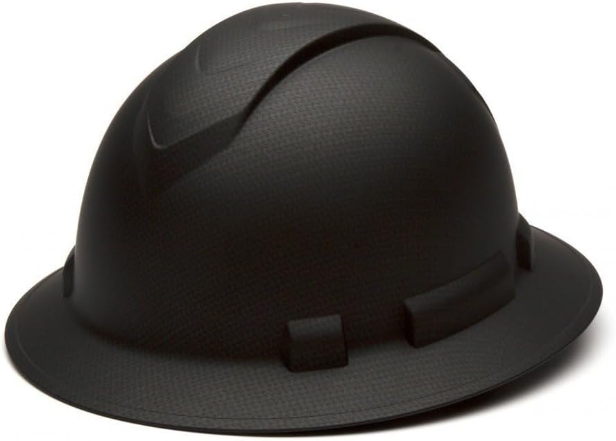 Pyramex Ridgeline Full Brim Hard Hat 4 Point Ratchet Matte Black Graphite Pattern | Full-brim sun & rain protection