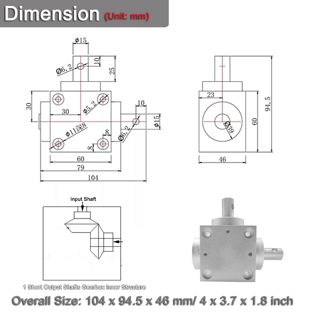 1:1 Waterproof Right Angle Gearbox 1.5 Module 20 Teeth 90° Angle Drive Steering Gear Device