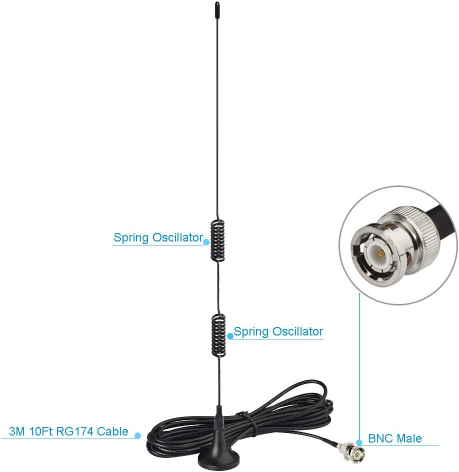 VHF UHF Ham Amateur Radio Police Scanner Antenna Magnetic Base BNC Male Antenna Compatible with Uniden Bearcat