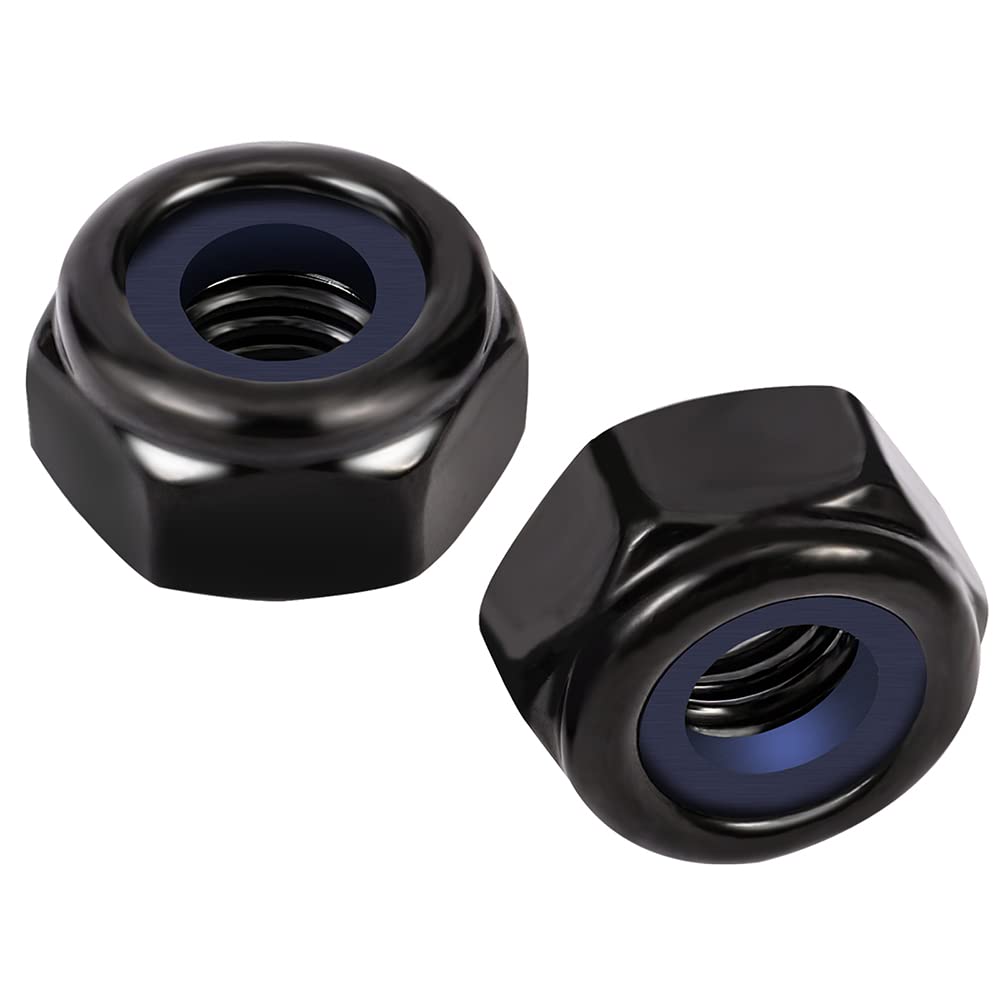 #10-24 Nylon Insert Hex Lock Nuts Locknuts, 304 Stainless Steel 18-8, Black Oxide, 50 PCS