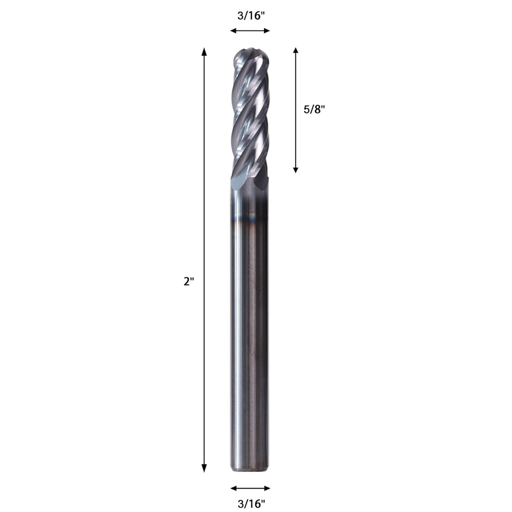 NZ 3/16" 4-Flute Ball Nose End Mill