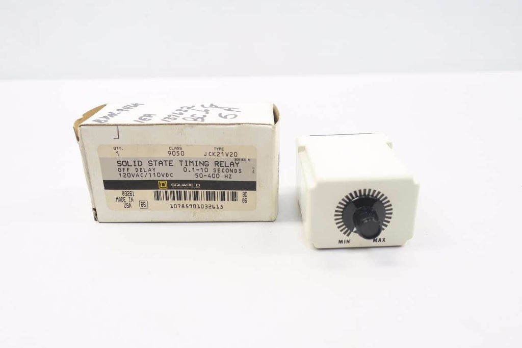 NEW SQUARE D 9050JCK21V20 SOLID STATE RELAY 120V-AC/110V-DC 0.1-10SEC D536895