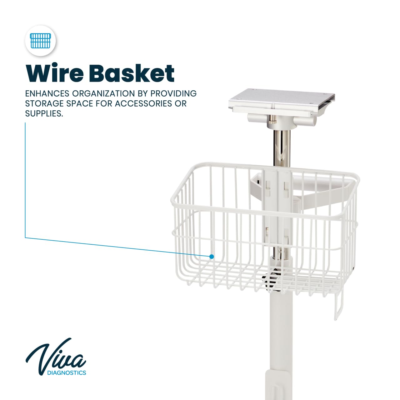 VivaDiagnostics Omni Spot Vital Signs Monitor with Mobile Cart, Monitor de signos vitales, Includes Thermometer
