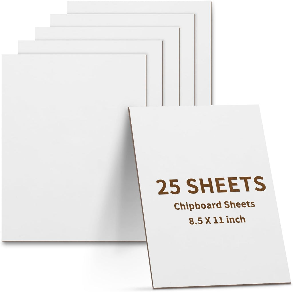 Chipboard Sheets 8.5" X 11", 25 Sheets of 40PT (Point) Chip Board for Book Binding, Perfect for Scrapbooking