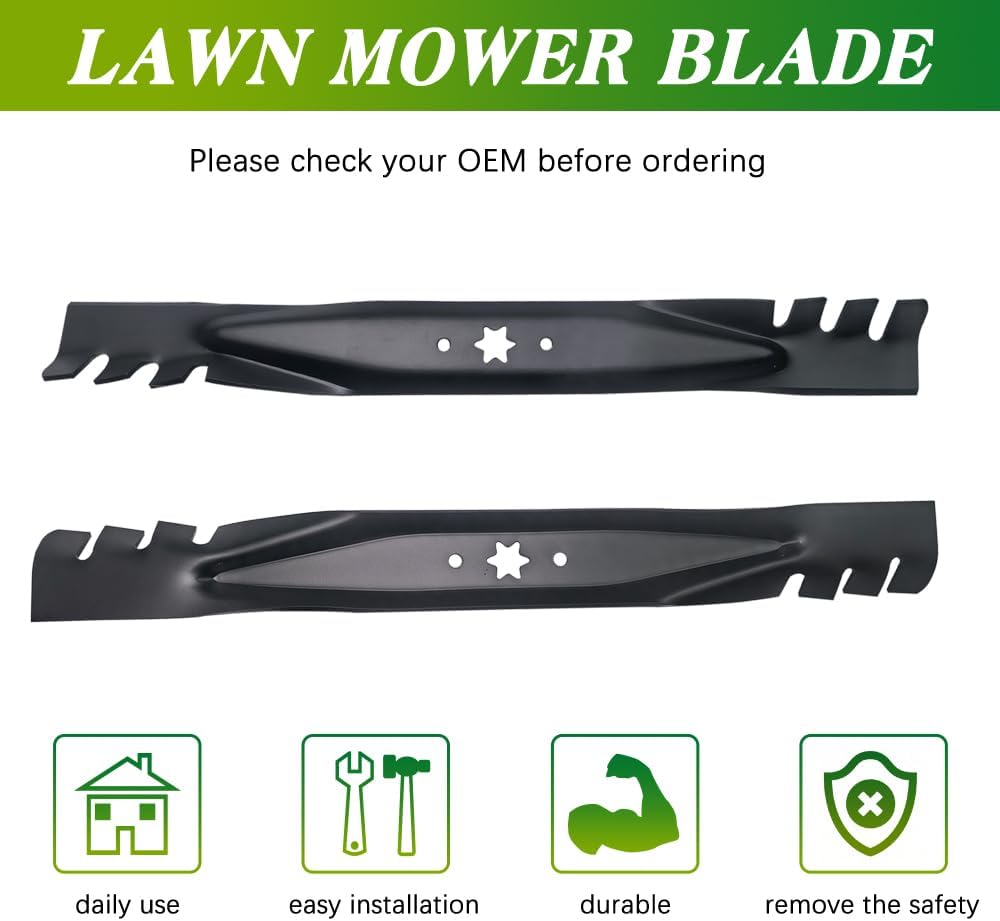 2PACK 942-0616 Blades Compatible with 42'' Cut MTD, Cub Cadet Troy-Bilt Mowers Mulching Blades Replace OE MTD Cub Cadet 742-04126 742-0616