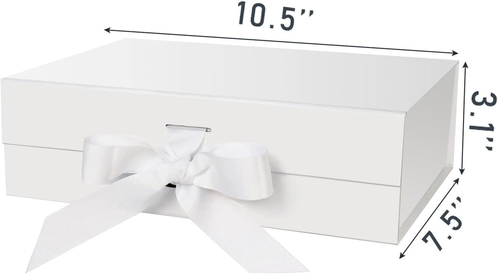 White Gift Box with Lid for Presents 10.5x7.5x3.1 Inches