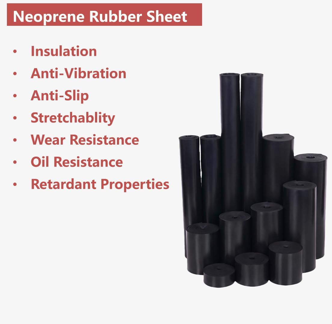 Neoprene Rubber Sheet Solid Rubber Strips Roll PadInsulation for Weather Stripping, Gasket, Shield, Costume, Seal, DIY (1/16" (.062") Thick, 12" Wide X 12" Long)