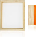 1 Piece 8 x 10 Inch Wood Silk Screen Printing Frame with 110 White Mesh and 1 Piece 4 x 6 Inch Screen Printing Squeegee